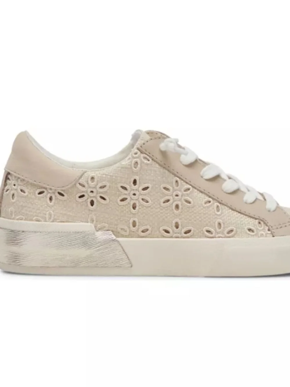 Women’s Oatmeal Floral Embroidered Low-Top Dolce Vitas